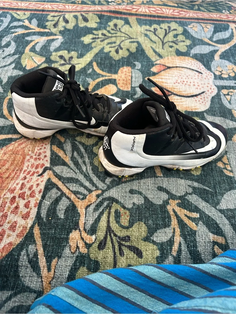 Nike Kids Black and White High-Top cleats